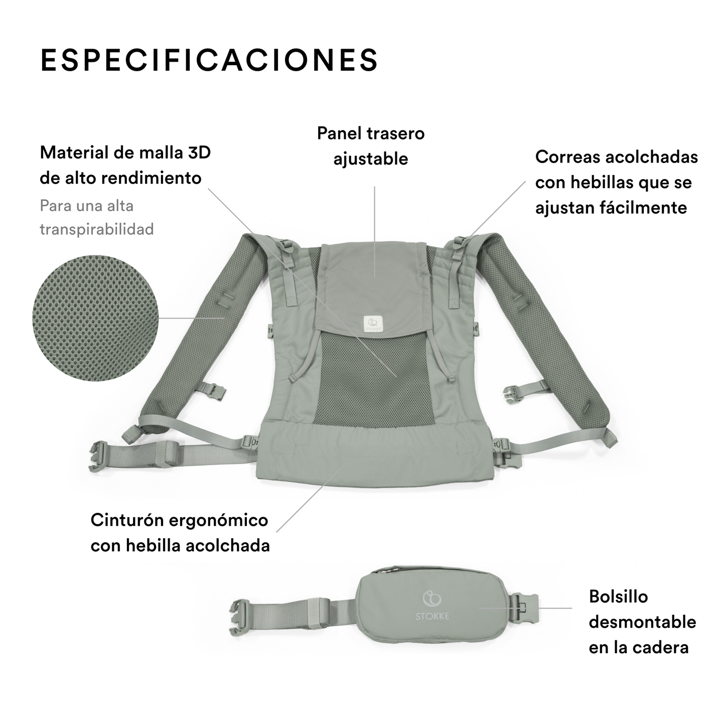 Portabebés Limas™ Mesh - Verde Glaciar | Stokke
