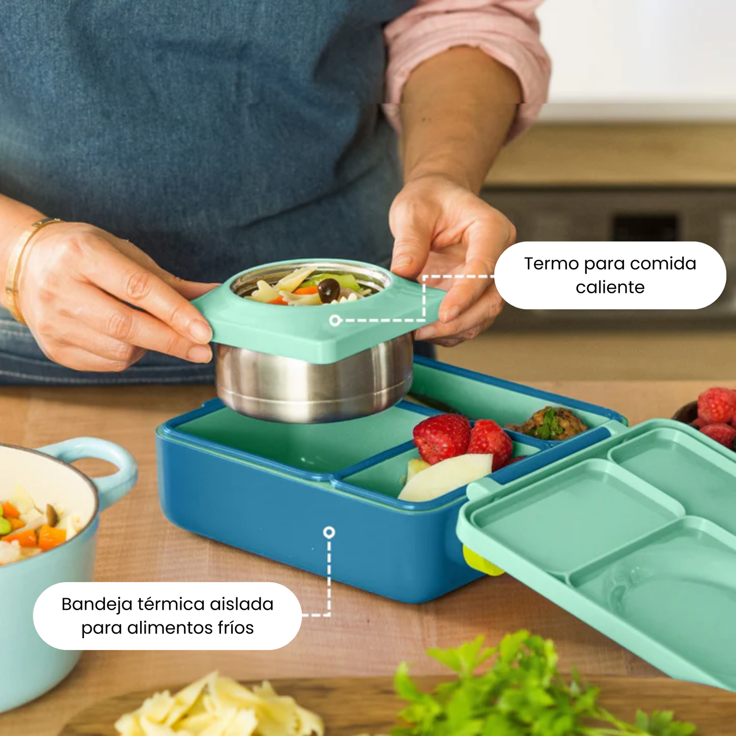 OmieBox® – Lonchera Térmica Infantil con Termo Integrado - Meadow | Omie