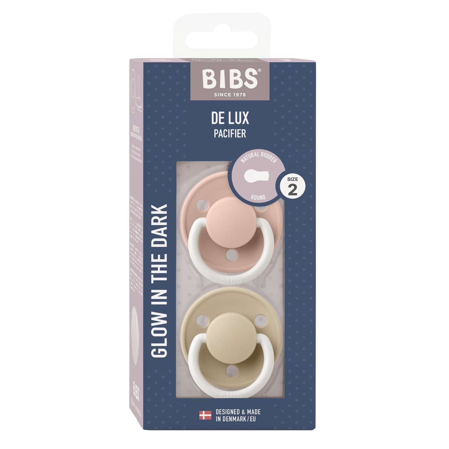 Pack de 2 Chupetes - Blush & Vanilla Glow Night | BIBS