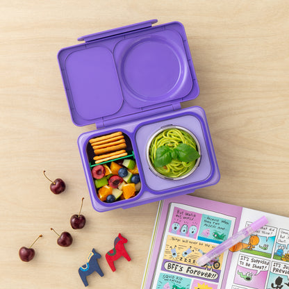 OmieBox® UP – Lonchera Térmica Infantil con Termo Integrado - Galaxy Purple