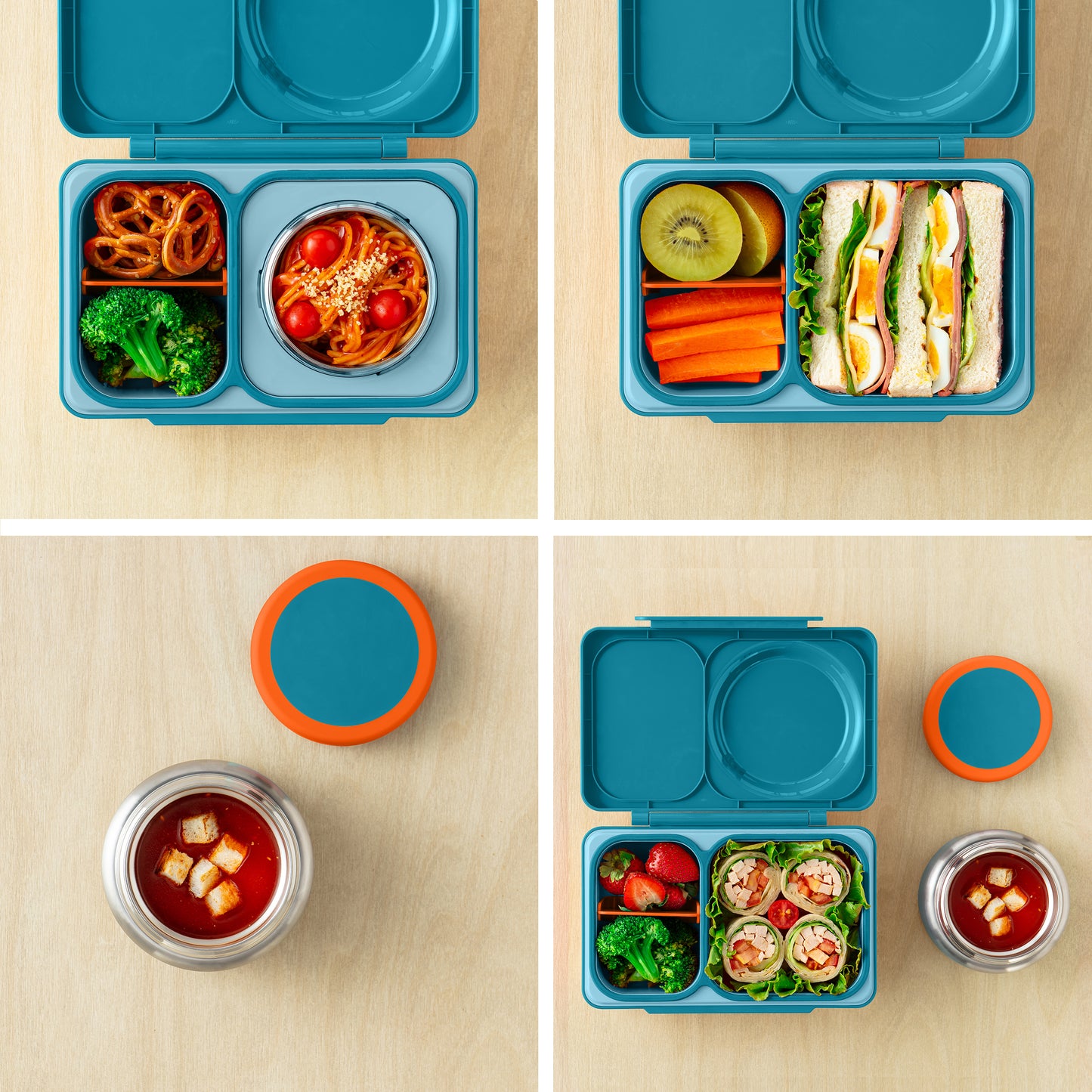 OmieBox® UP – Lonchera Térmica Infantil con Termo Integrado - Teal Green