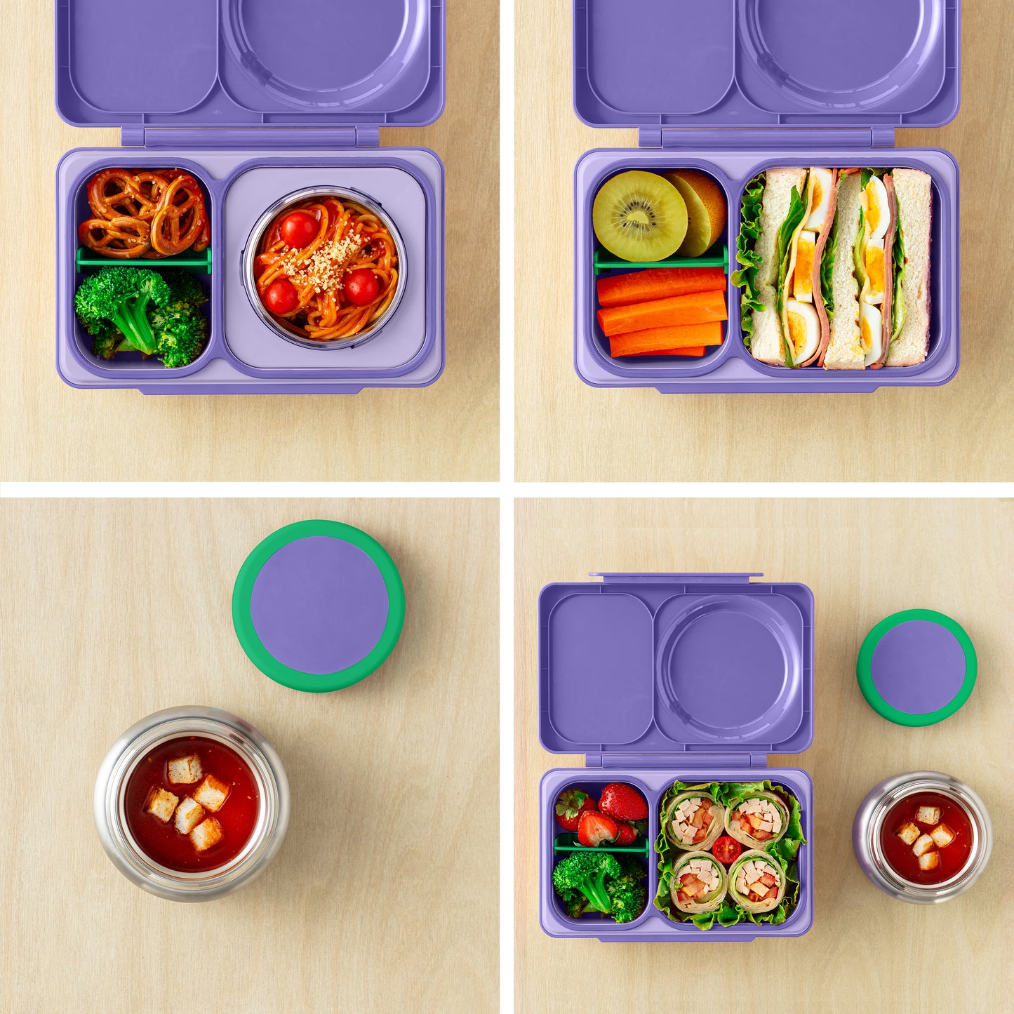OmieBox® UP – Lonchera Térmica Infantil con Termo Integrado - Galaxy Purple