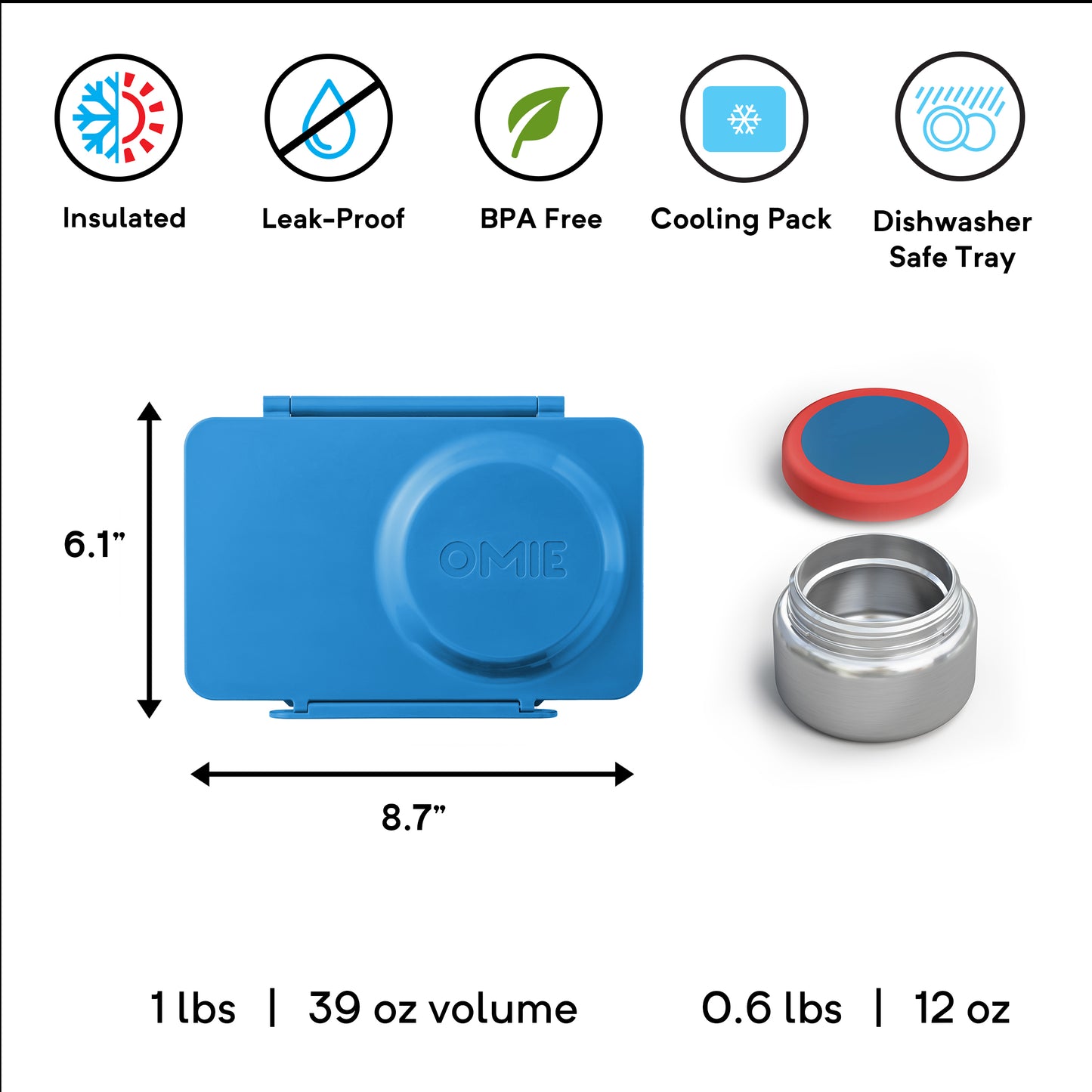 OmieBox® UP – Lonchera Térmica Infantil con Termo Integrado - Cosmic Blue