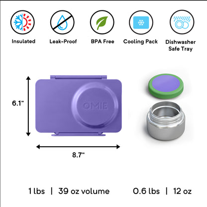 OmieBox® UP – Lonchera Térmica Infantil con Termo Integrado - Galaxy Purple