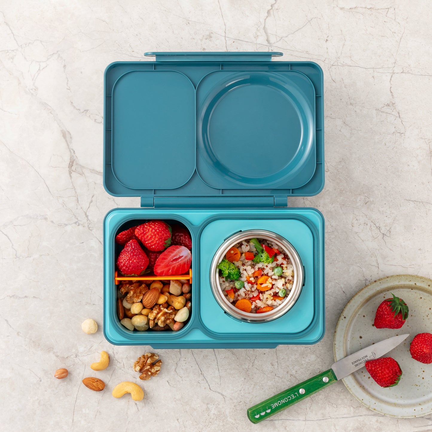 OmieBox® UP – Lonchera Térmica Infantil con Termo Integrado - Teal Green