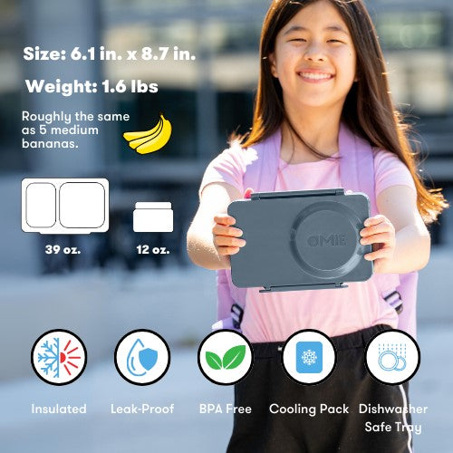 OmieBox® UP – Lonchera Térmica Infantil con Termo Integrado - Graphite