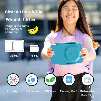 OmieBox® UP – Lonchera Térmica Infantil con Termo Integrado - Teal Green