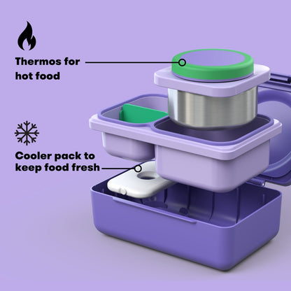 OmieBox® UP – Lonchera Térmica Infantil con Termo Integrado - Galaxy Purple