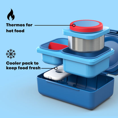 OmieBox® UP – Lonchera Térmica Infantil con Termo Integrado - Cosmic Blue