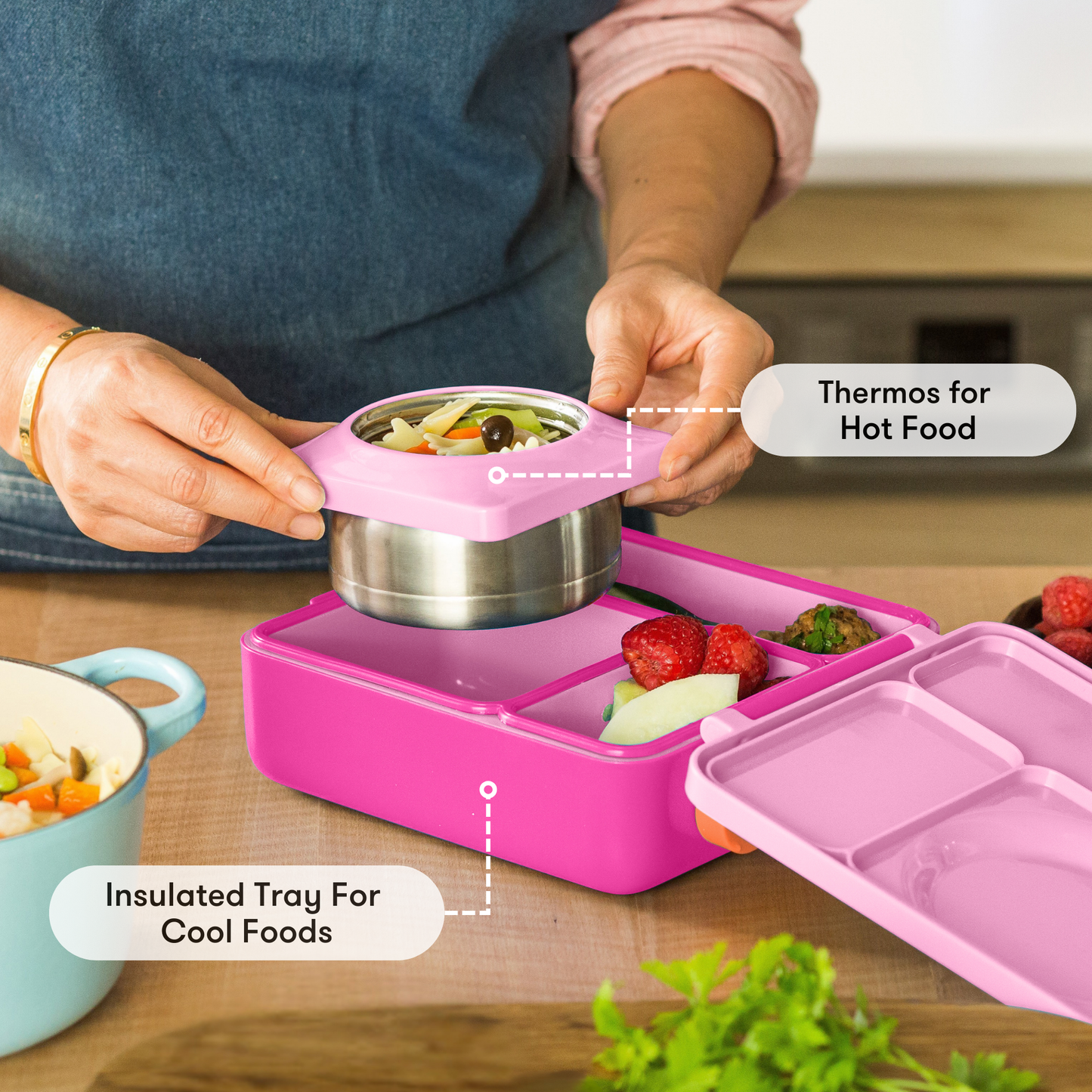 OmieBox® – Lonchera Térmica Infantil con Termo Integrado - Pixie Pink | Omie