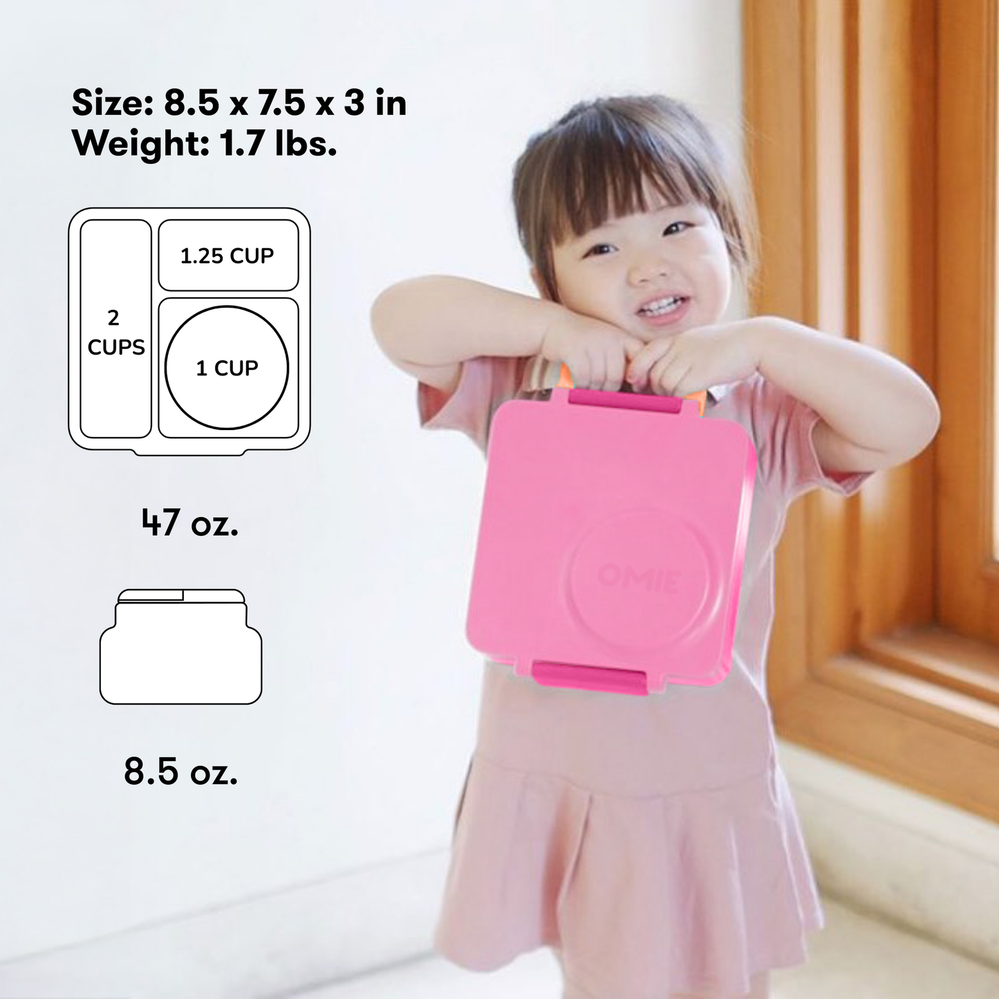 OmieBox® – Lonchera Térmica Infantil con Termo Integrado - Pixie Pink | Omie