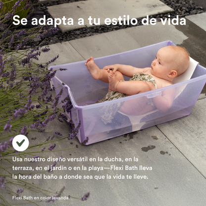 Pack Tina Plegable Flexi Bath® con Soporte para Recién Nacido - Verde Transparente | Stokke