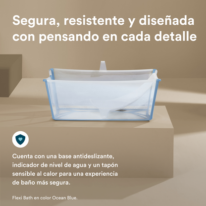 Pack Tina Plegable Flexi Bath® con Soporte para Recién Nacido - Verde Transparente | Stokke