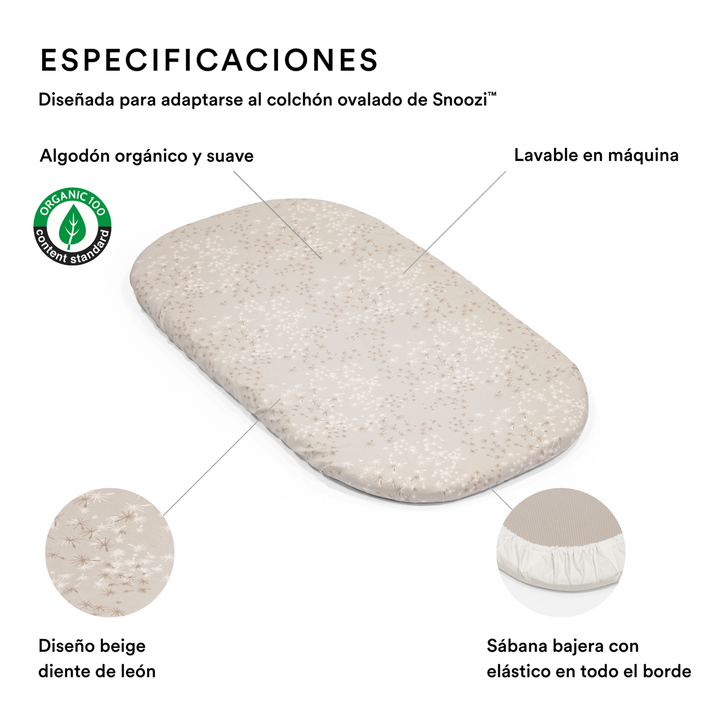 Pack de 2 Sábanas Bajeras para Moisés Snoozi™ - Beige y Vainilla | Stokke