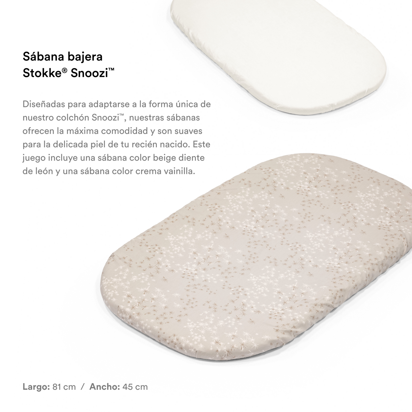 Pack de 2 Sábanas Bajeras para Moisés Snoozi™ - Beige y Vainilla | Stokke