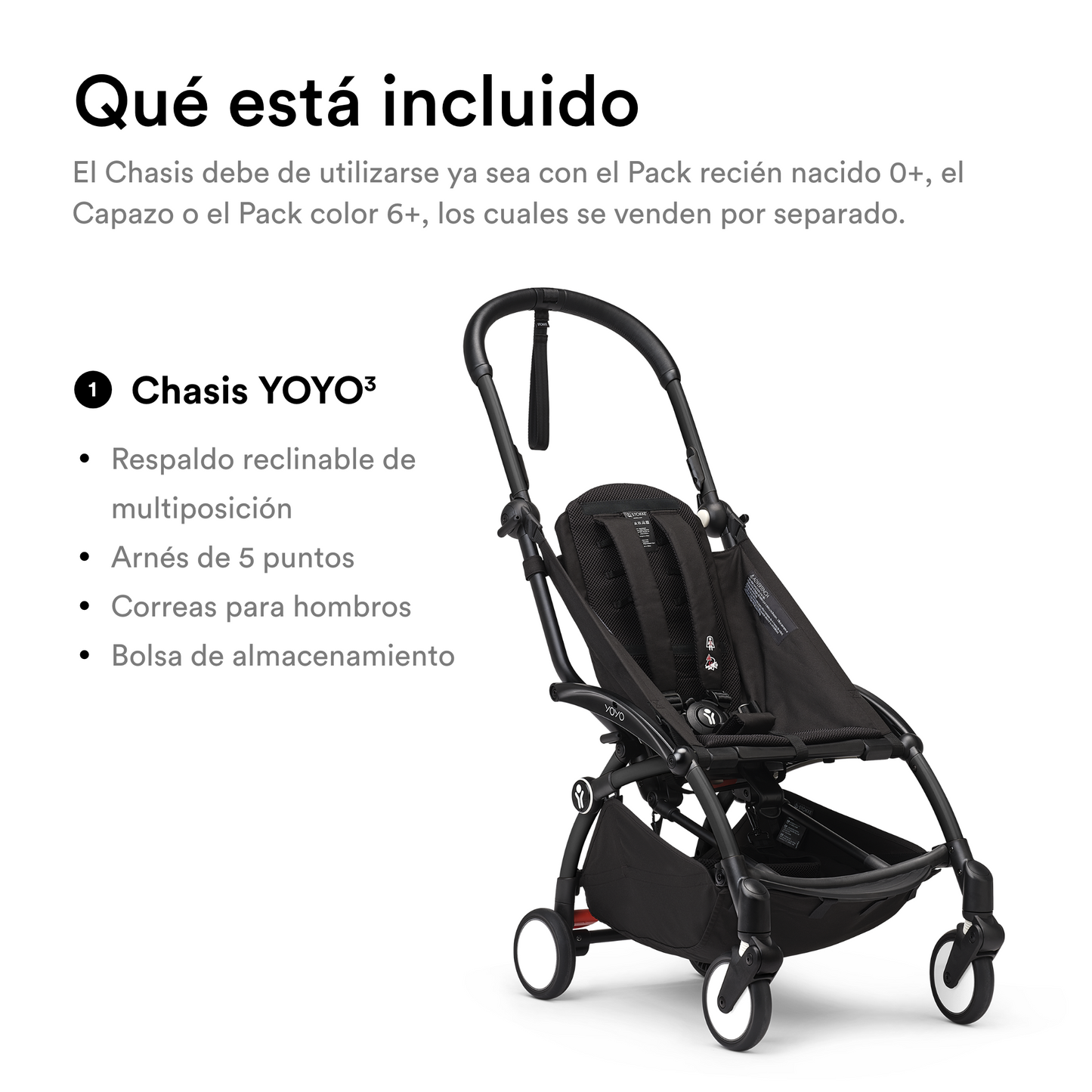 Chasis de Coche Ultracompacto Stokke® YOYO³ - Negroᵘˢ | YOYO by Stokke