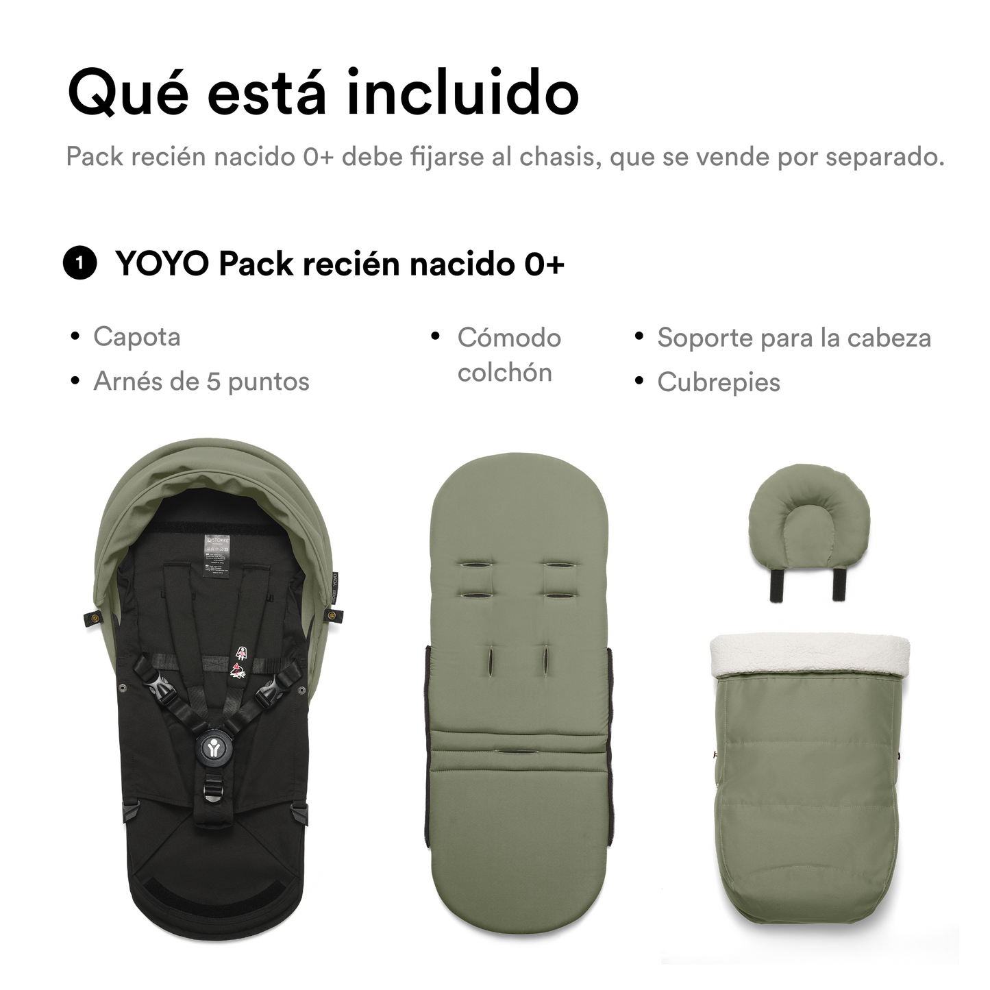 Pack Recién Nacido 0+ para Coche Ultracompacto Stokke® YOYO³ - Olive Green