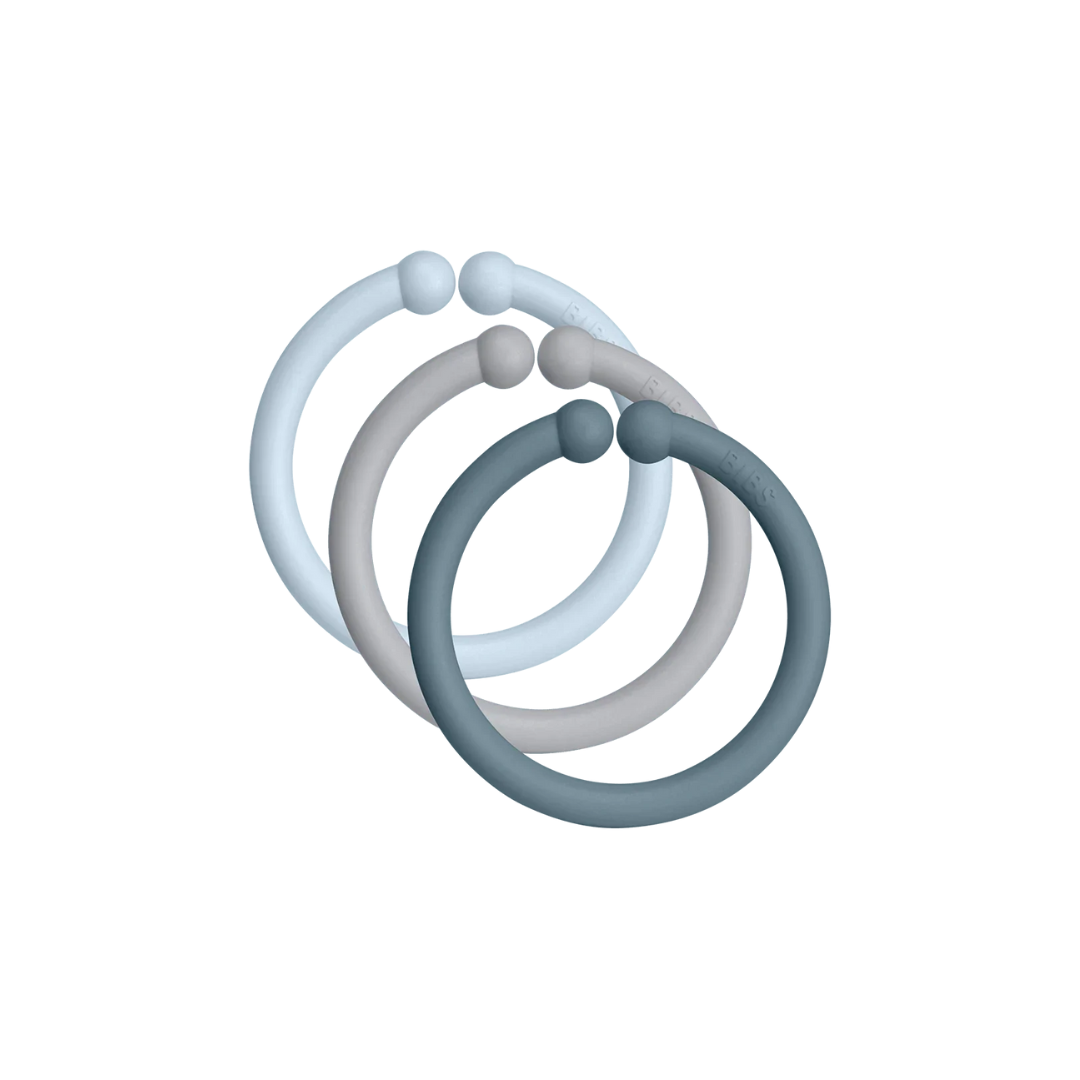 Pack de 12 Anillos Desmontables - Baby Blue, Cloud & Petrol | BIBS