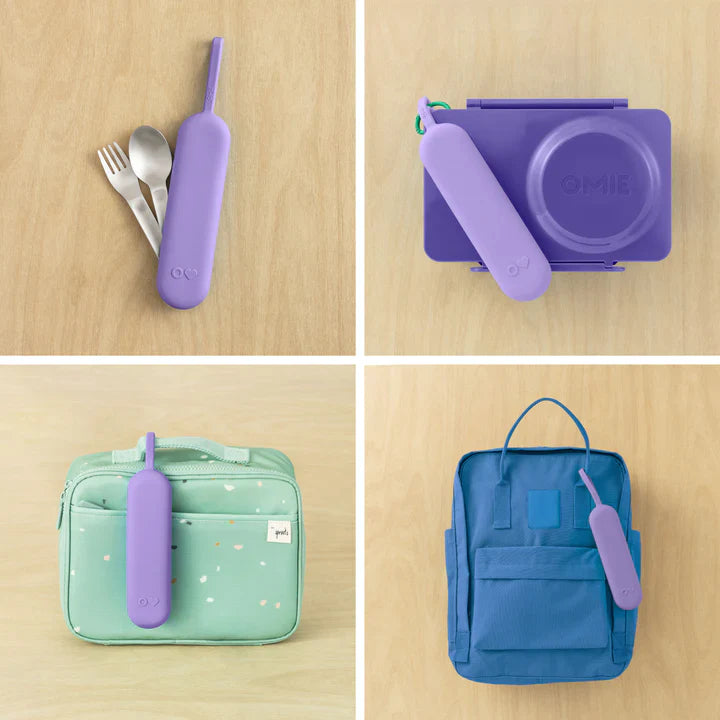 OmieBox UP Pod & Utensil - Set Porta Utensilios con Cubiertos para OmieBox UP® - Violet | Omie
