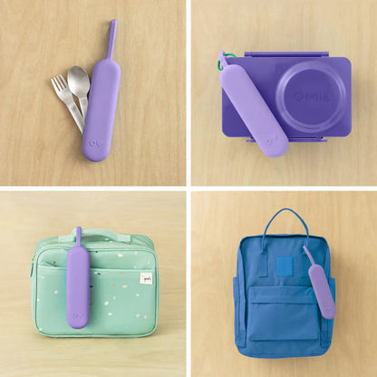 OmieBox UP Pod & Utensil - Set Porta Utensilios con Cubiertos para OmieBox UP® - Violet | Omie