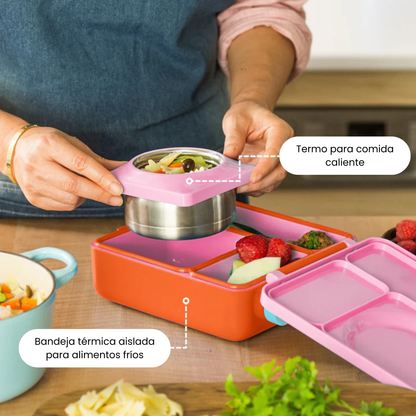 OmieBox® – Lonchera Térmica Infantil con Termo Integrado -  Pink Berry | Omie