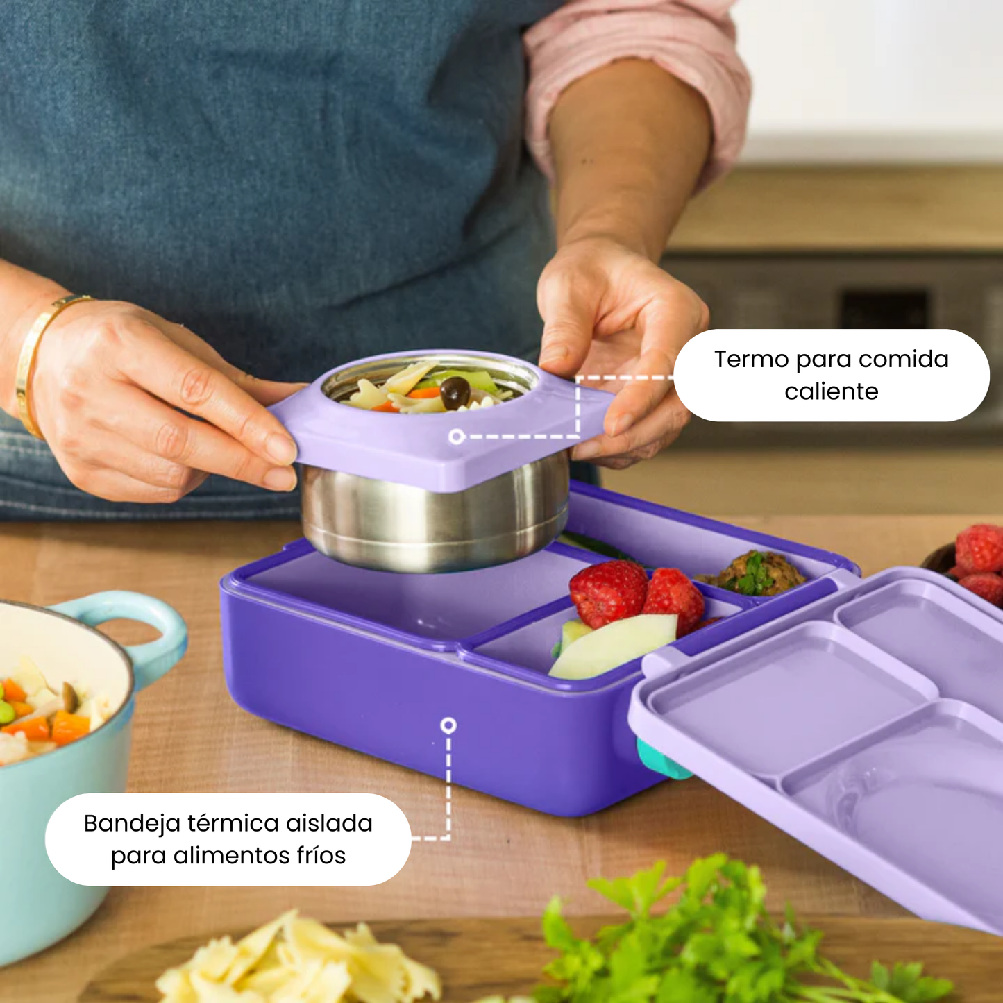 OmieBox® – Lonchera Térmica Infantil con Termo Integrado - Purple Plum | Omie