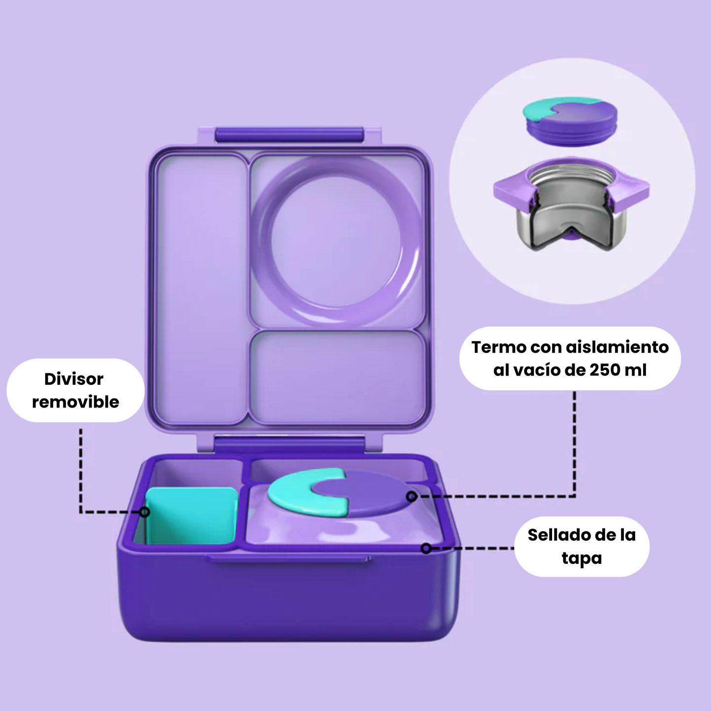 OmieBox® – Lonchera Térmica Infantil con Termo Integrado - Purple Plum | Omie